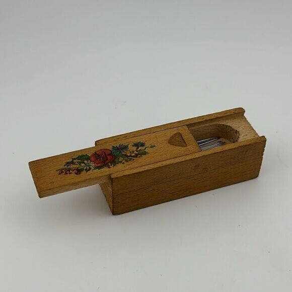 Vintage Miniature Wooden Pencil Case Box with Slide Top 1920's - Picture 2 of 3